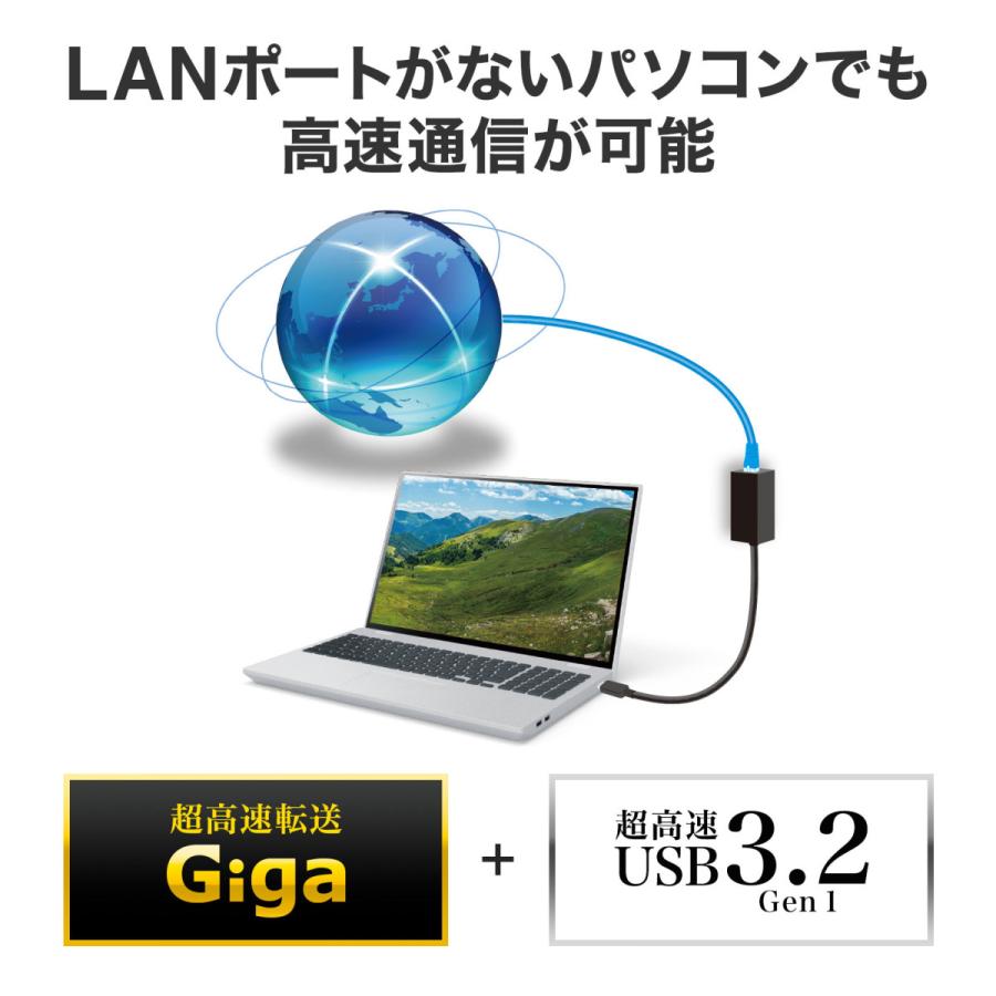 USB Type-Cハブ付き ギガビットLANアダプタ SANWA SUPPLY (サンワサプライ) USB-3TCH33BK｜telaffy｜09