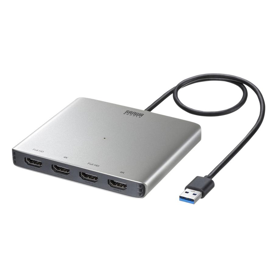 USB-HDMIディスプレイアダプタ(4K対応・4画面出力) SANWA SUPPLY (サンワサプライ) USB-CVU3HD7の画像