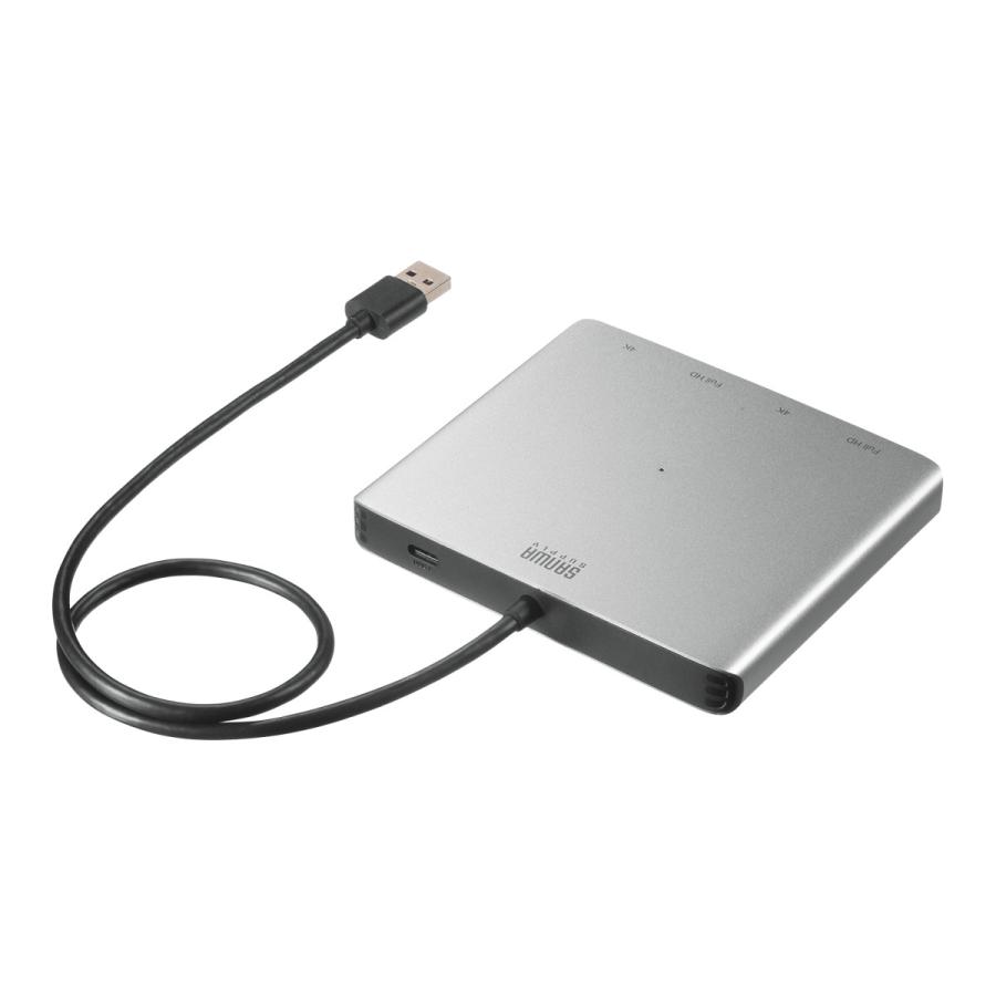 USB-HDMIディスプレイアダプタ(4K対応・4画面出力) SANWA SUPPLY (サンワサプライ) USB-CVU3HD7の画像