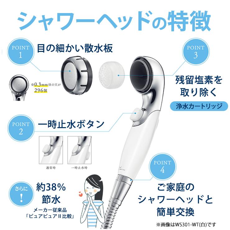クリンスイ ウォータークチュール浄水シャワー 黒 カートリッジ(1個 