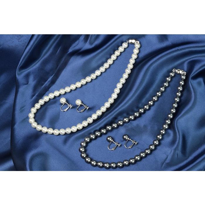 真珠 パール ネックレス 大丸松坂屋 8mm シェルパール 2色セット 人工