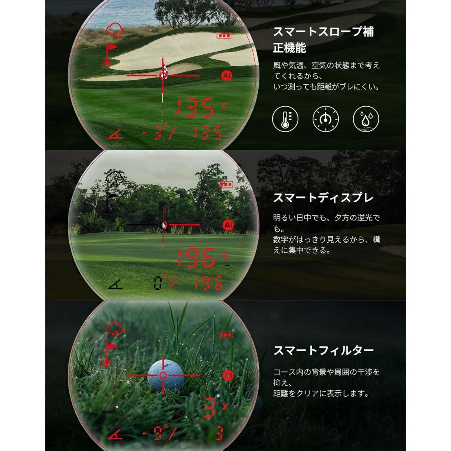 ゴルフ 距離計 Mileseey GenePro S1 レーザー距離計 AI搭載 IP65防水