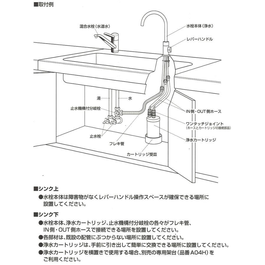 クリンスイ　アンダーシンクタイプ浄水器 セット品番A103HU-T A103NC 【クリンスイ】アンダーシンクタイプ浄水器 専用水栓（UNC1000