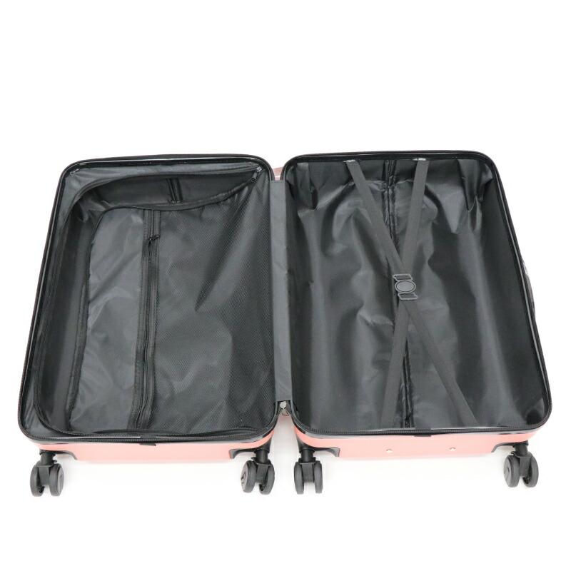 2サイズセット』軽量樹脂製キャリーケース ピンク/シルバー Sサイズ(約