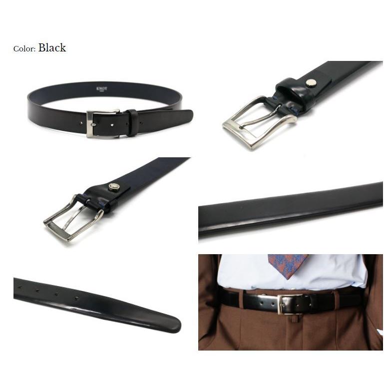 ベルト レザーベルト 日本製 おしゃれ 贈り物 プレゼント 金属バックル KNOT KNA-1004 ブラック ダークブラウン 茶色 attireシリーズ_4