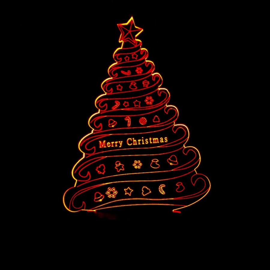 LED USB クリスマスツリー デスクトップ カフェ オフィス クリスマス ツリー 3D 7色ライトアップ メリークリスマス 年末 ライト | 