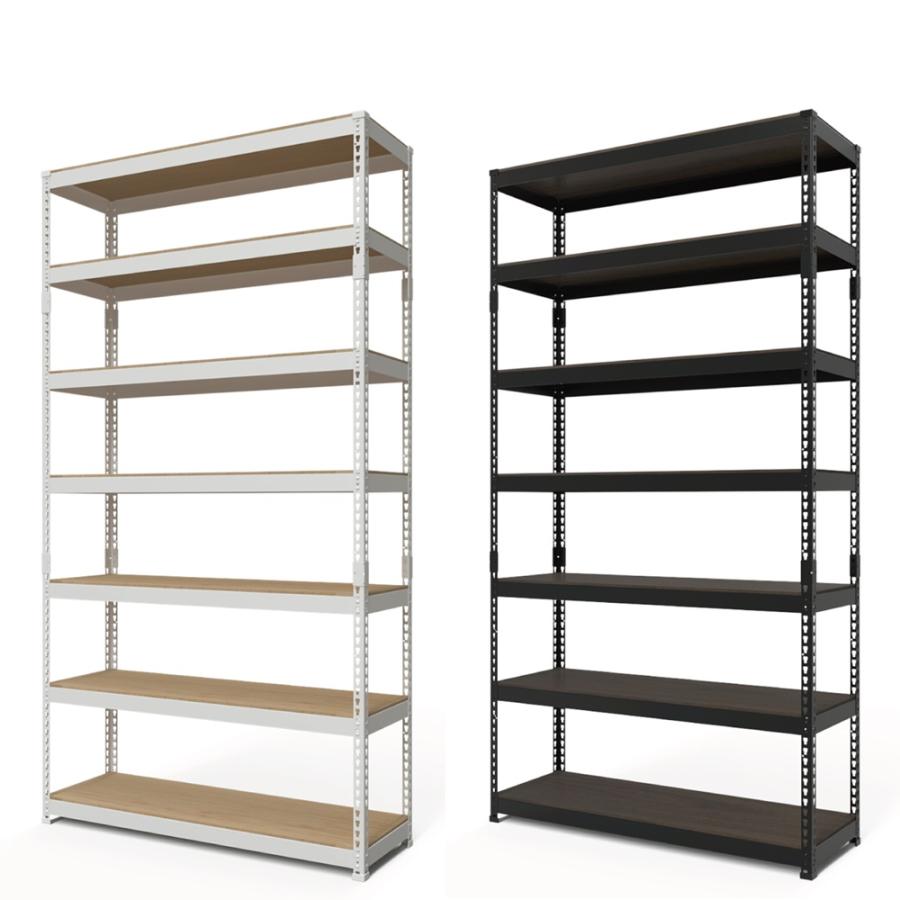 メタル＆ウッドラック ハイタイプ MK-2227NWH（ホワイト）／MK-2227NBK（ブラック） シェルフ7段 高さ227cm 横幅121cm ドリームウェア『代引き不可』の画像