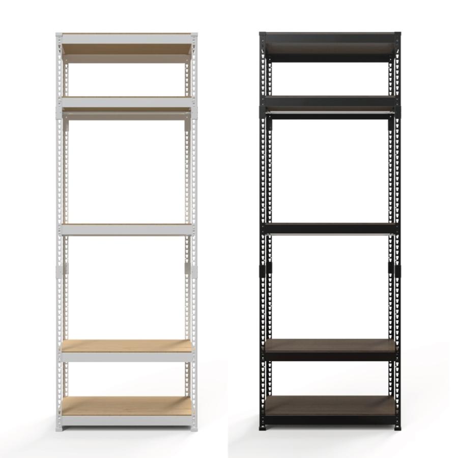 メタル＆ウッドラック ハイタイプ ハンガーラック ダブル MK-2285H2WH ホワイト／MK-2285H2BK ブラック シェルフ5段 ハンガー2段 ドリームウェア『代引き不可』_1