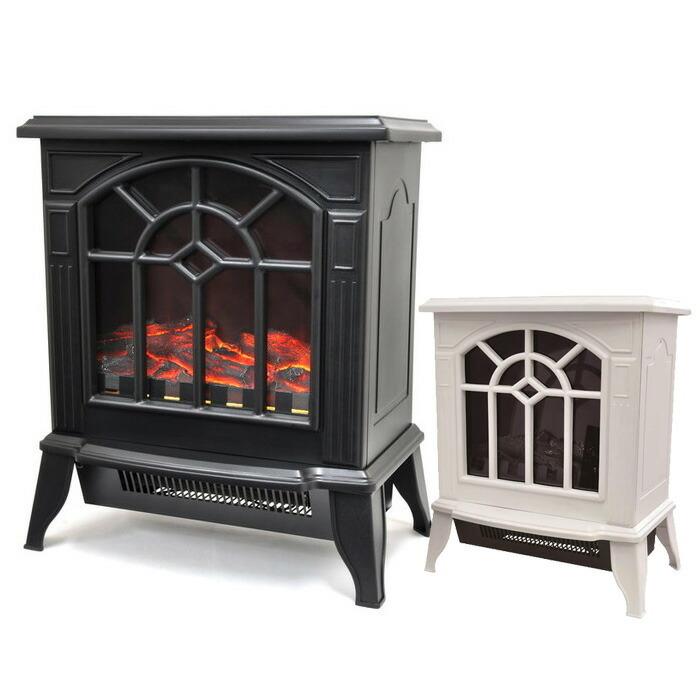 ホワイト 電気ストーブ 暖炉風デザイン