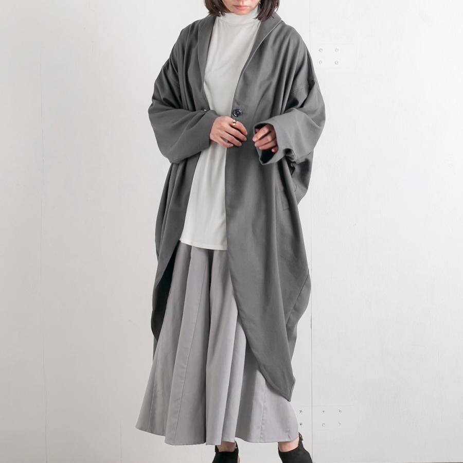 麻レーヨン ツイル 変形 ジャケット 春 ゆったり レディース  長袖  ショールカラー チェスターコート アウター teMite テミテ | teMite | 03