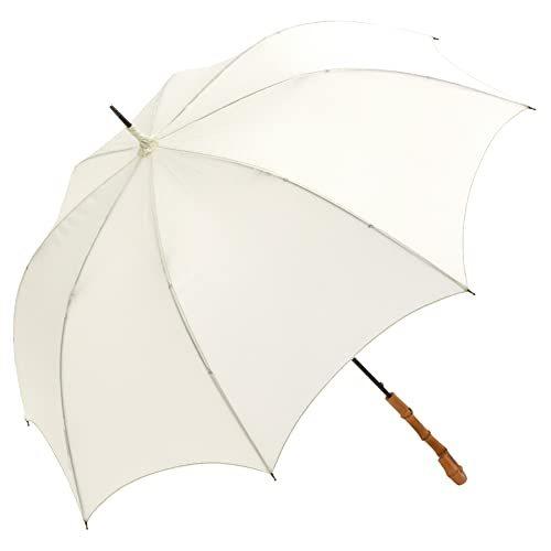 雨傘 長傘 アンブレラ 耐久撥水 ハイカット ジャンプ傘 深張り 濡れにくい スリム 軽量 寒竹 (オフホワイト) イカット