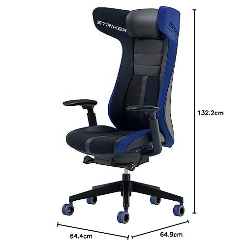 秋冬の主役◎ オカムラ ストライカー EX ゲーミングチェア 前傾機能 座面奥行調節 ブルー 80GCMZ-PH88 【1378211742】(50013円)