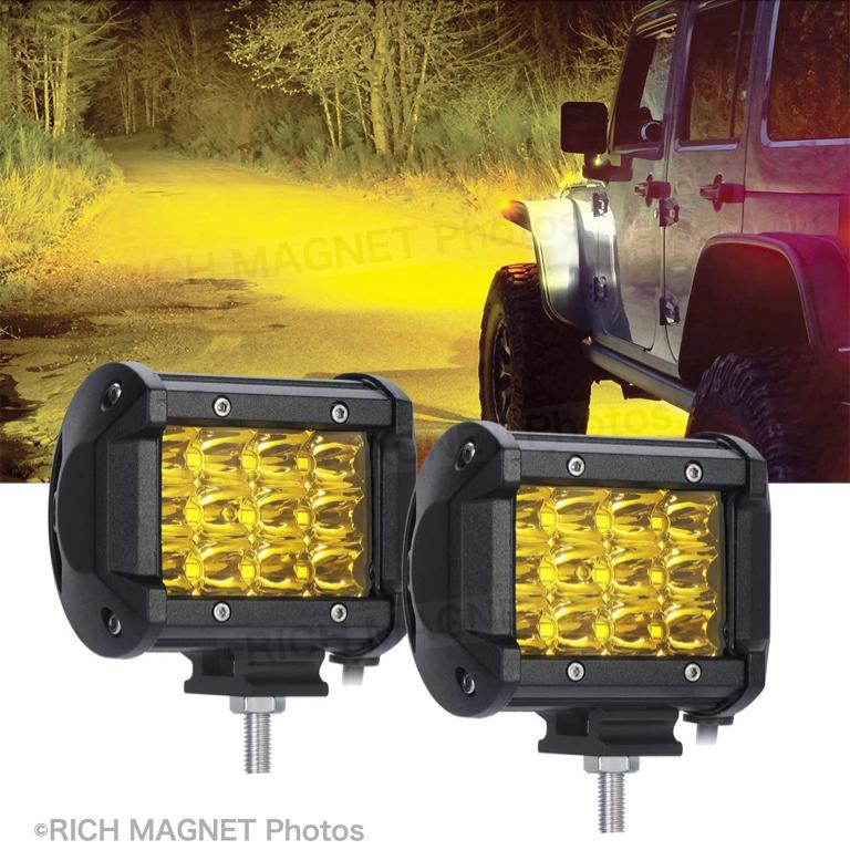 ワークライト LED イエロー 36W 防水 12V/24V 2個 黄 作業灯 ワークライト LED イエロー 36W 防水 12V/24V 2個 黄 作業灯