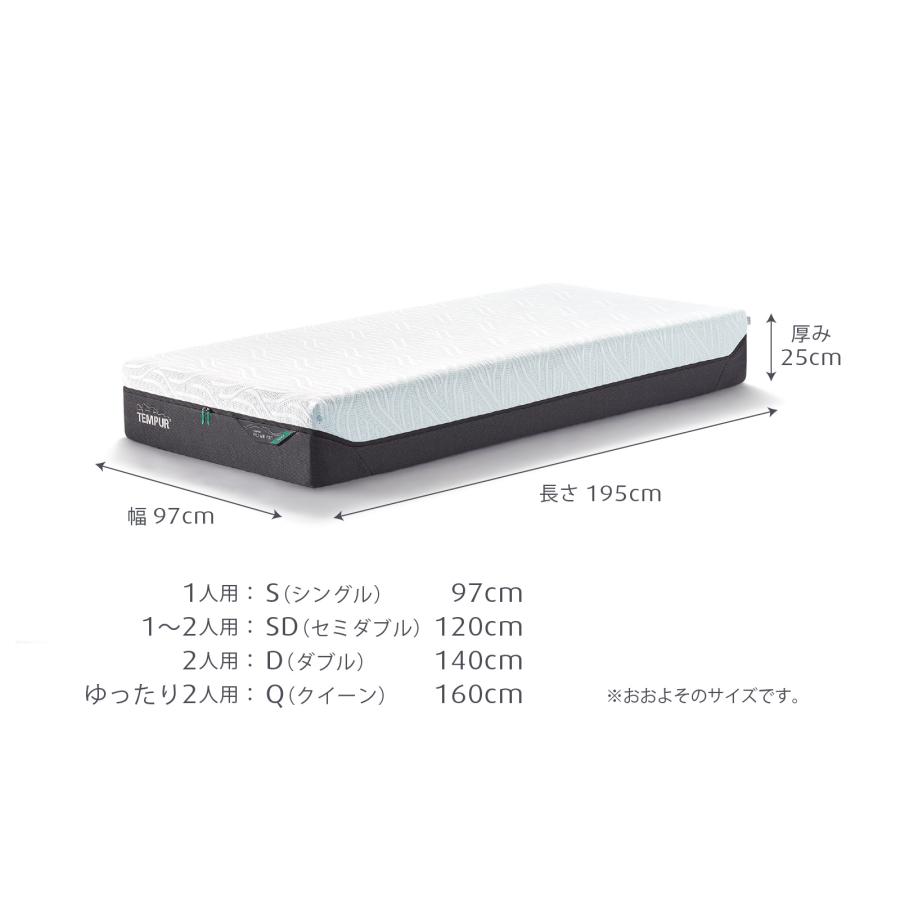 クリアランス 20%OFF テンピュール マットレス テンピュール プロ エア プラス 厚み25cm セミダブル メーカー保証10年 デンマーク製 カバー洗濯可能の画像