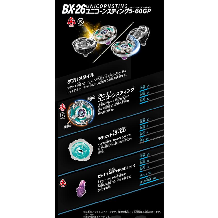 BEYBLADE X BX-26 ブースター ユニコーンスティング5-60GP 【即納品】 TVアニメ ベイブレードエックス タカラトミー｜ten-ten-store｜03