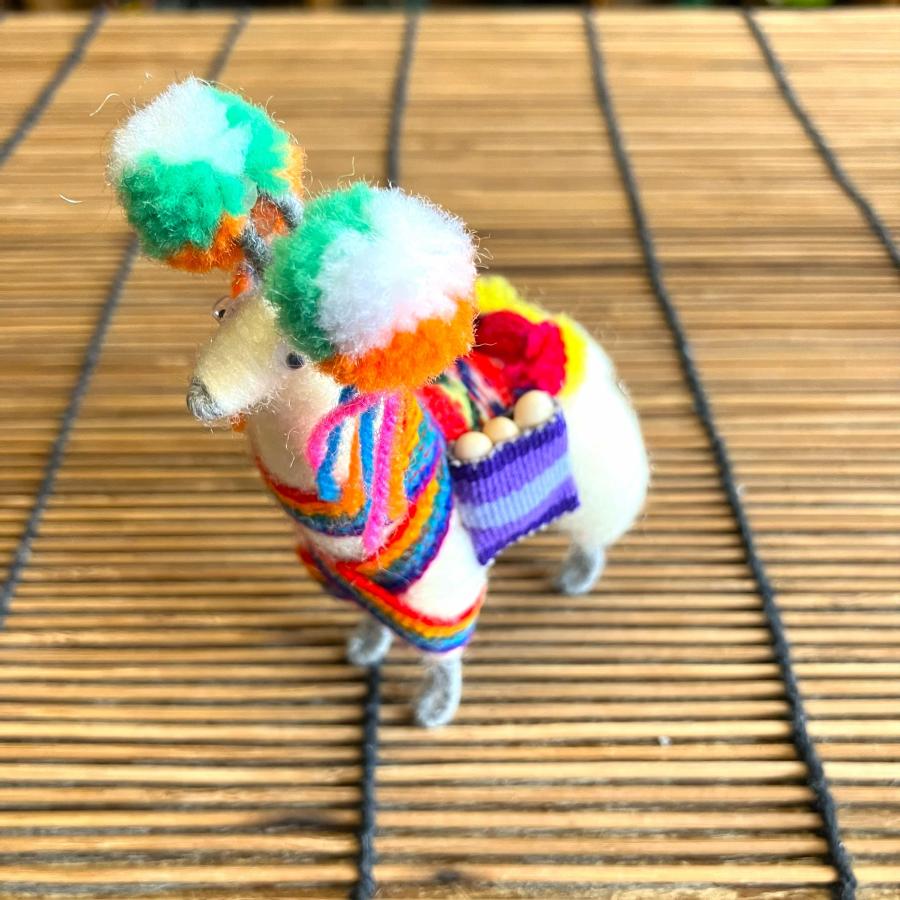 フェルト オブジェ アルパカ人形 置物 ミニサイズ ペルー 手作り