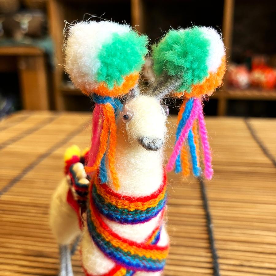 フェルト オブジェ アルパカ人形 置物 ミニサイズ ペルー 手作り