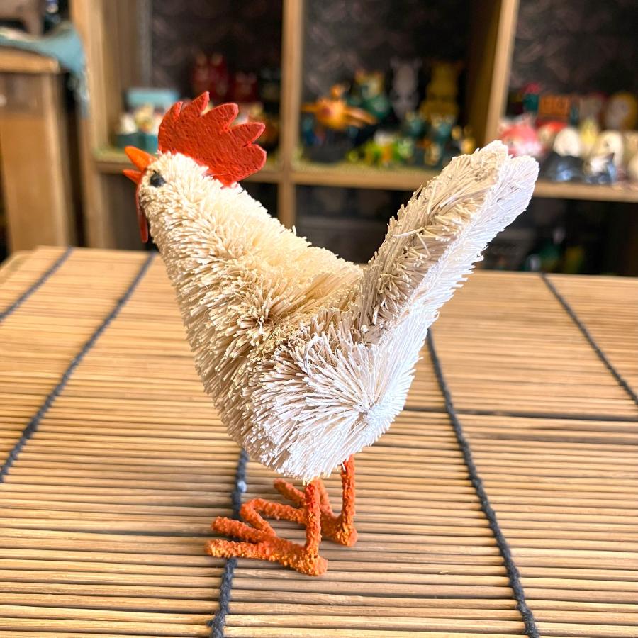 ニワトリ 置物 にわとり オブジェ ヤシ繊維 手作り お洒落 可愛い