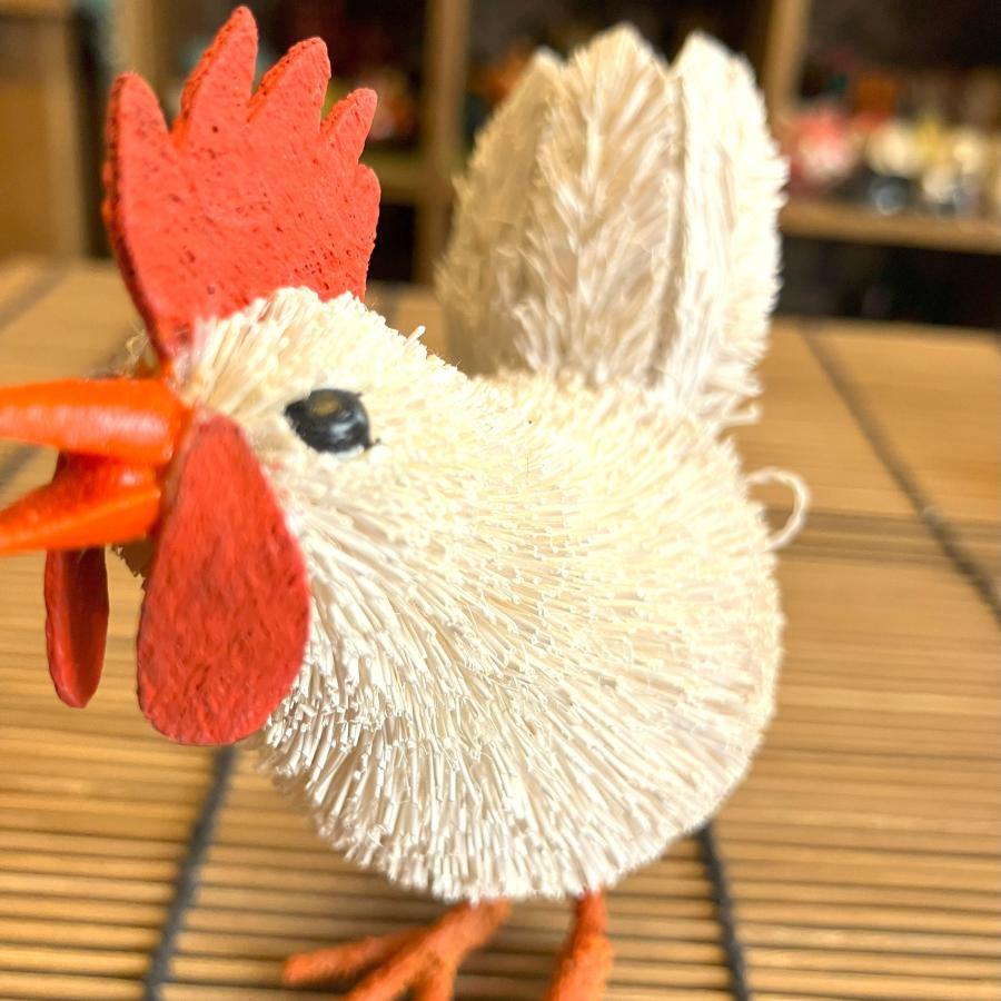 ニワトリ 置物 にわとり オブジェ ヤシ繊維 手作り お洒落 可愛い