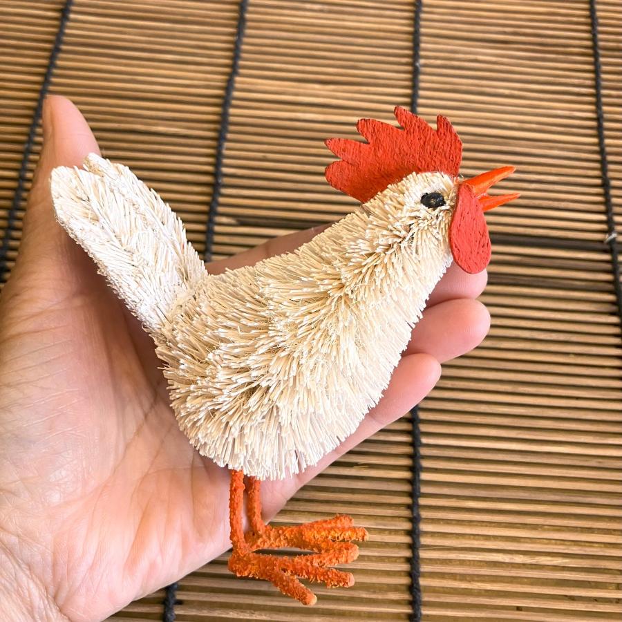 ニワトリ 置物 にわとり オブジェ ヤシ繊維 手作り お洒落 可愛い