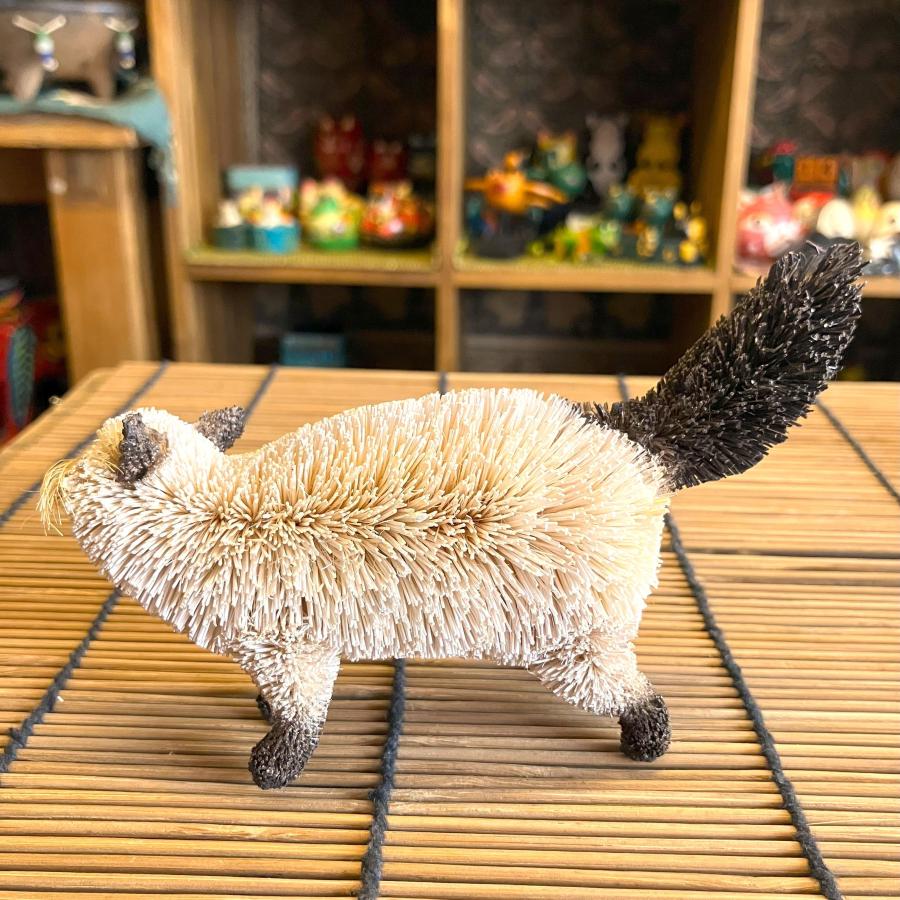 ネコ 置物 猫 オブジェ ヤシ繊維 手作り お洒落 可愛い たわし