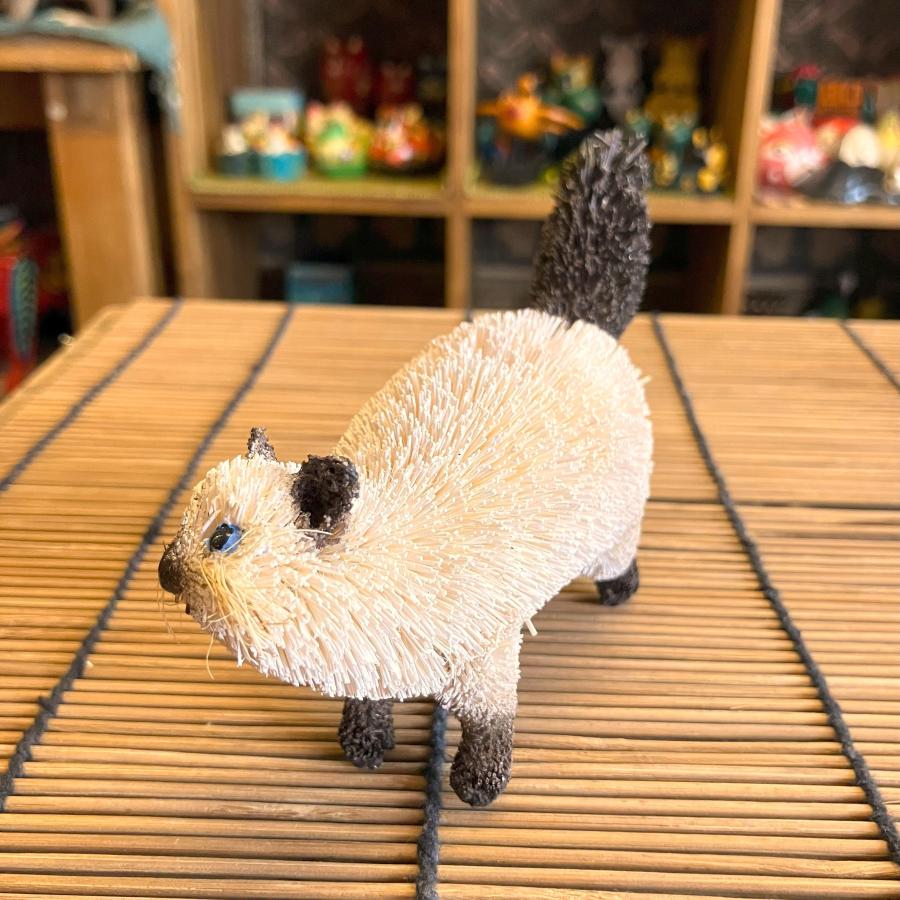 ネコ 置物 猫 オブジェ ヤシ繊維 手作り お洒落 可愛い たわし