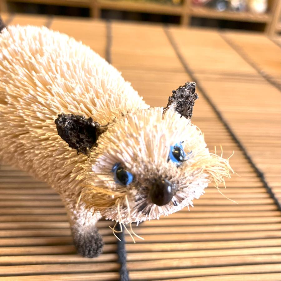ネコ 置物 猫 オブジェ ヤシ繊維 手作り お洒落 可愛い たわし