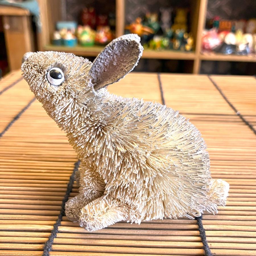 ウサギ 置物 うさぎ オブジェ ヤシ繊維 手作り お洒落 可愛い たわし