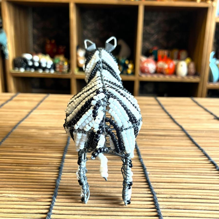 シマウマ 置物 オブジェ ケニア 手作り エスニック アニマル 手作り インテリア オブジェ ワイヤービーズアニマル |  | 02