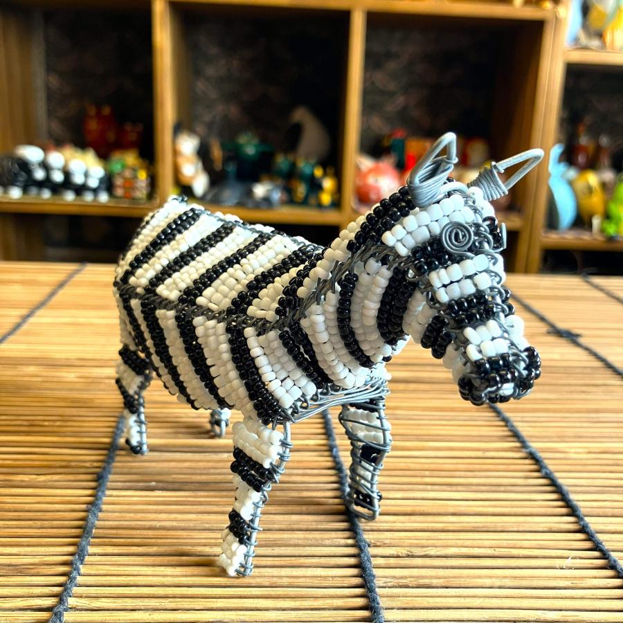 シマウマ 置物 オブジェ ケニア 手作り エスニック アニマル 手作り インテリア オブジェ ワイヤービーズアニマル |  | 05