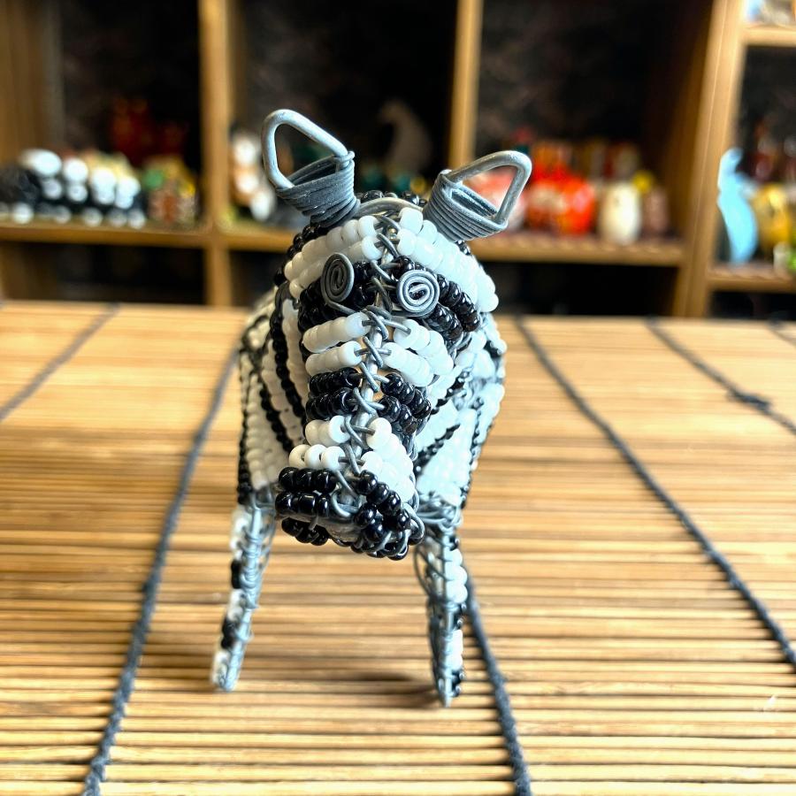 シマウマ 置物 オブジェ ケニア 手作り エスニック アニマル 手作り インテリア オブジェ ワイヤービーズアニマル |  | 06