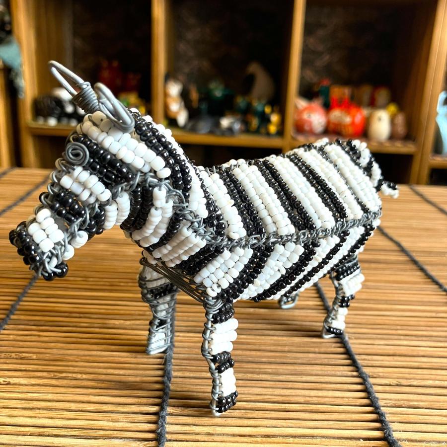 シマウマ 置物 オブジェ ケニア 手作り エスニック アニマル 手作り インテリア オブジェ ワイヤービーズアニマル |  | 07