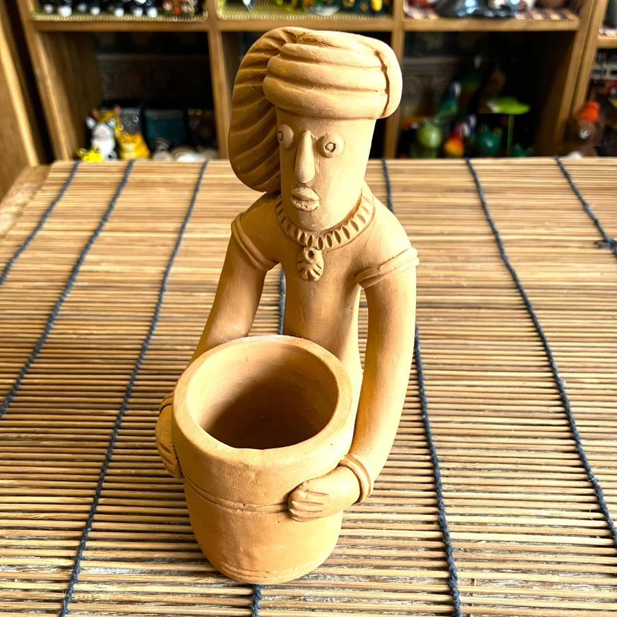 エスニック 置物 素焼き オブジェ ペン立て アジアン雑貨 インド 水汲み壺 インテリア 民族 |  | 10