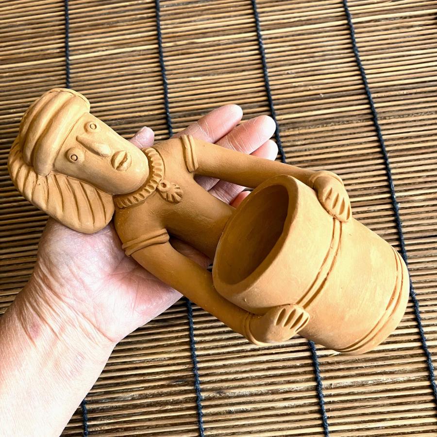 エスニック 置物 素焼き オブジェ ペン立て アジアン雑貨 インド 水汲み壺 インテリア 民族 |  | 12