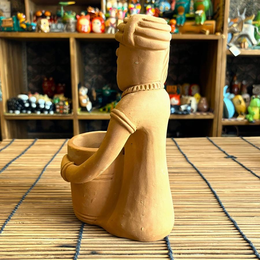 エスニック 置物 素焼き オブジェ ペン立て アジアン雑貨 インド 水汲み壺 インテリア 民族 |  | 03