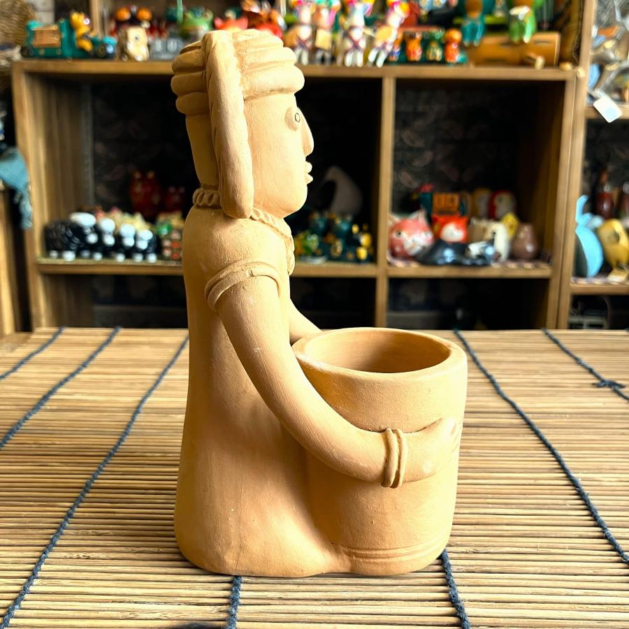 エスニック 置物 素焼き オブジェ ペン立て アジアン雑貨 インド 水汲み壺 インテリア 民族 |  | 06