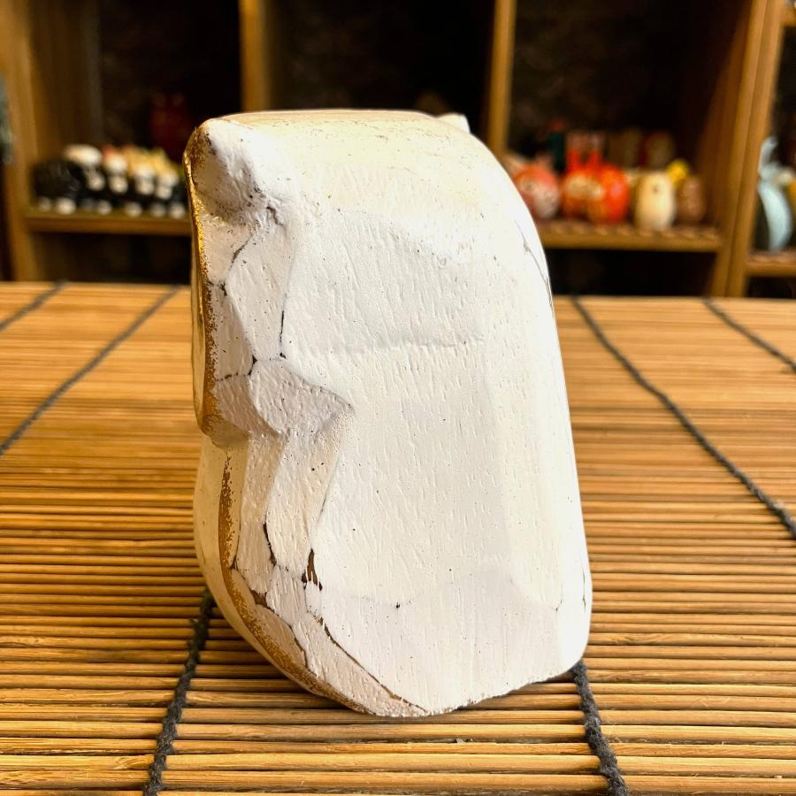 フクロウ ふくろう 梟 置物 可愛い ホワイト アジアン雑貨 木彫り 白ふくろう 縁起 木製 お洒落 ゴールド 綺麗 インテリア雑貨 |  | 03