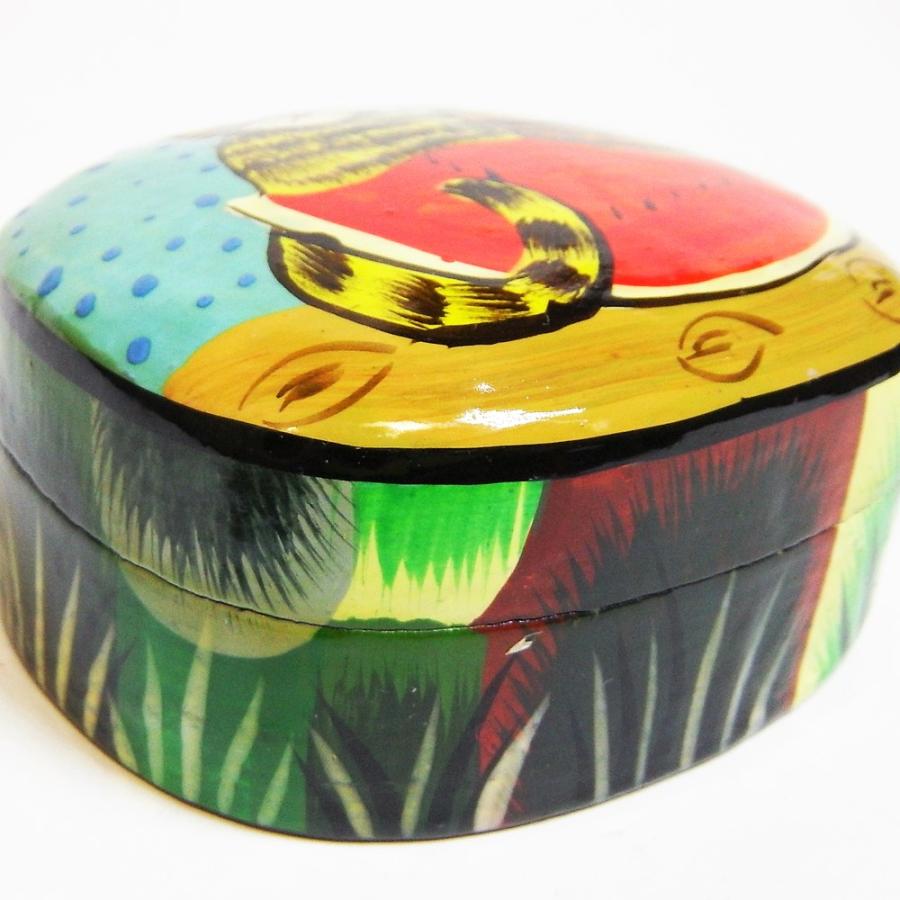 BOX ペーパーマッシュ ネコ 小物入れ 可愛い 西瓜と猫 インド 手作り Mサイズ |  | 04