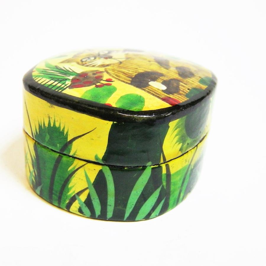 ネコ BOX ペーパーマッシュ 猫 小物入れ 可愛い 花畑猫 インド 手作り Sサイズ |  | 04