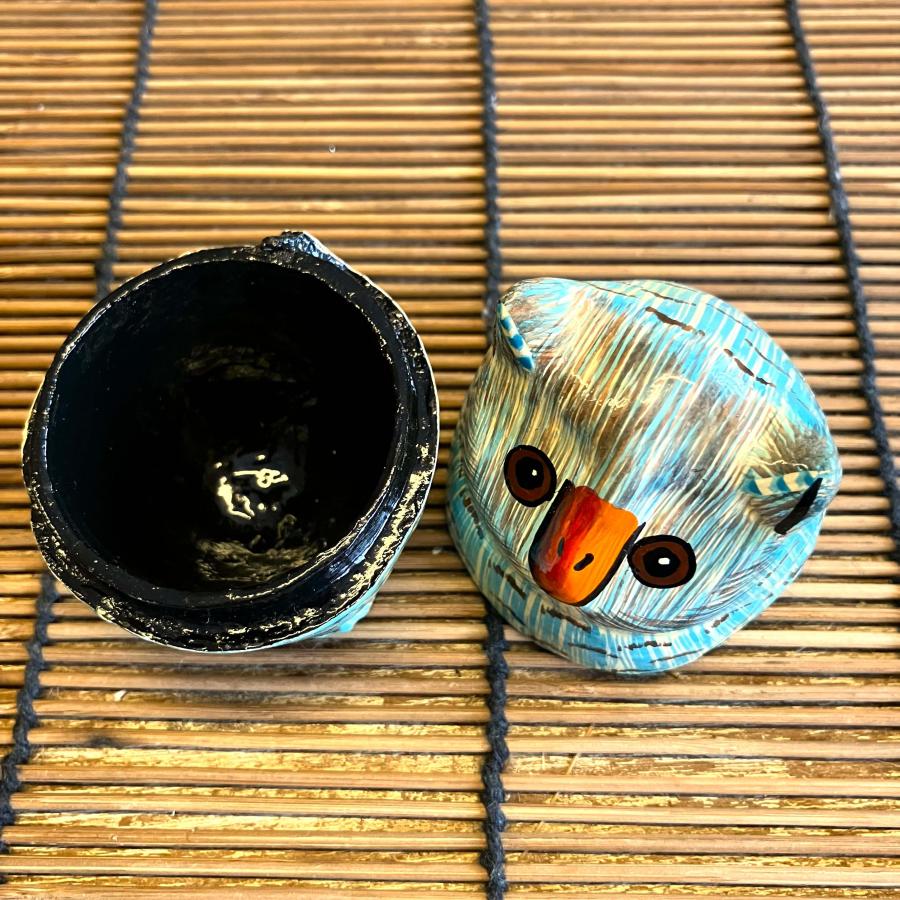 フクロウ 小物入れ 可愛い ブルー BOX 立ちフクロウ ペーパーマッシュ アニマル インド 紙素材 アジアン インテリア |  | 12