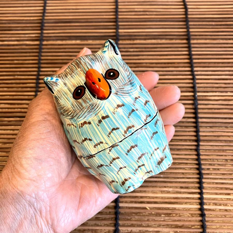 フクロウ 小物入れ 可愛い ブルー BOX 立ちフクロウ ペーパーマッシュ アニマル インド 紙素材 アジアン インテリア |  | 13