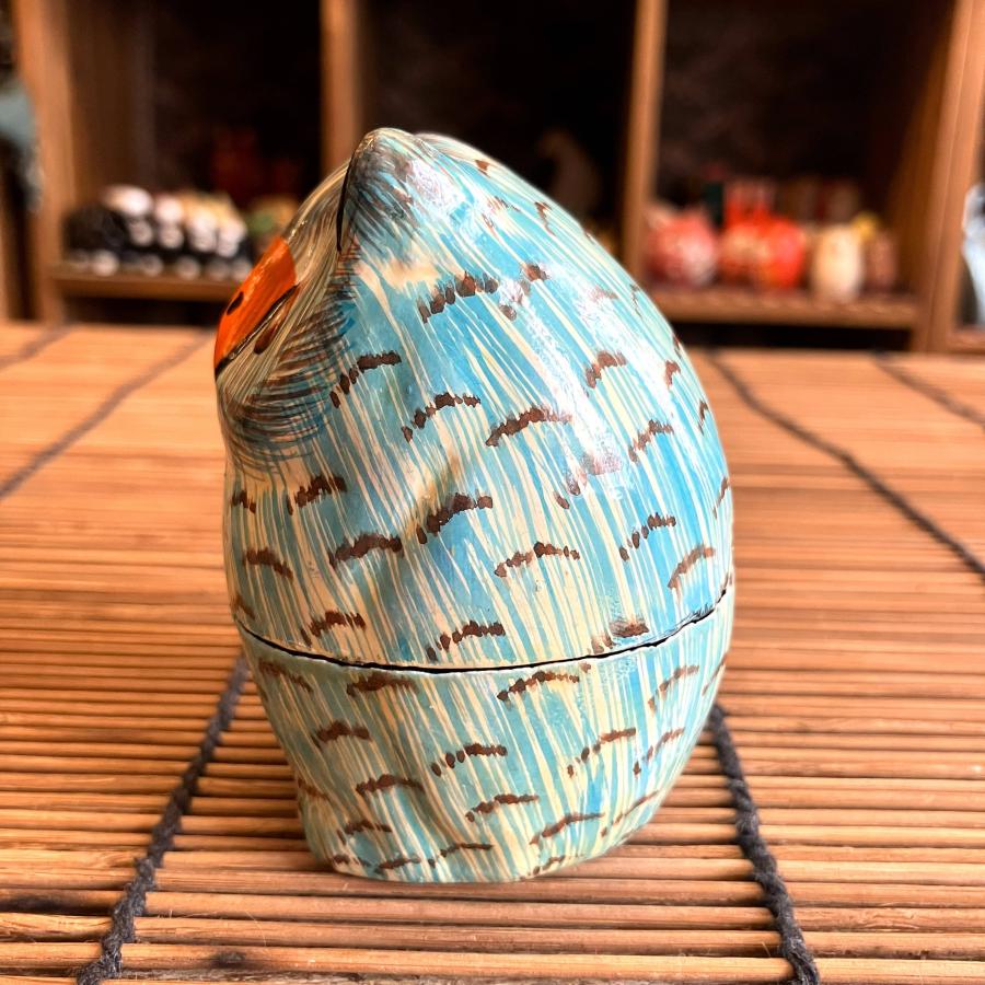 フクロウ 小物入れ 可愛い ブルー BOX 立ちフクロウ ペーパーマッシュ アニマル インド 紙素材 アジアン インテリア |  | 02