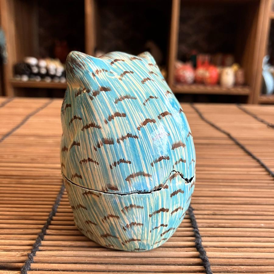 フクロウ 小物入れ 可愛い ブルー BOX 立ちフクロウ ペーパーマッシュ アニマル インド 紙素材 アジアン インテリア |  | 03