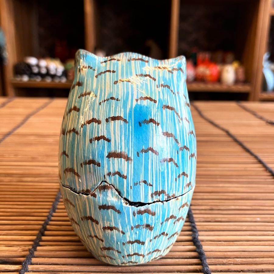 フクロウ 小物入れ 可愛い ブルー BOX 立ちフクロウ ペーパーマッシュ アニマル インド 紙素材 アジアン インテリア |  | 04