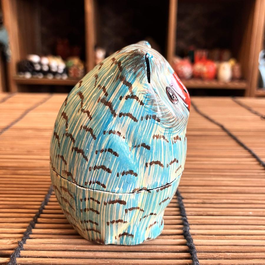 フクロウ 小物入れ 可愛い ブルー BOX 立ちフクロウ ペーパーマッシュ アニマル インド 紙素材 アジアン インテリア |  | 06