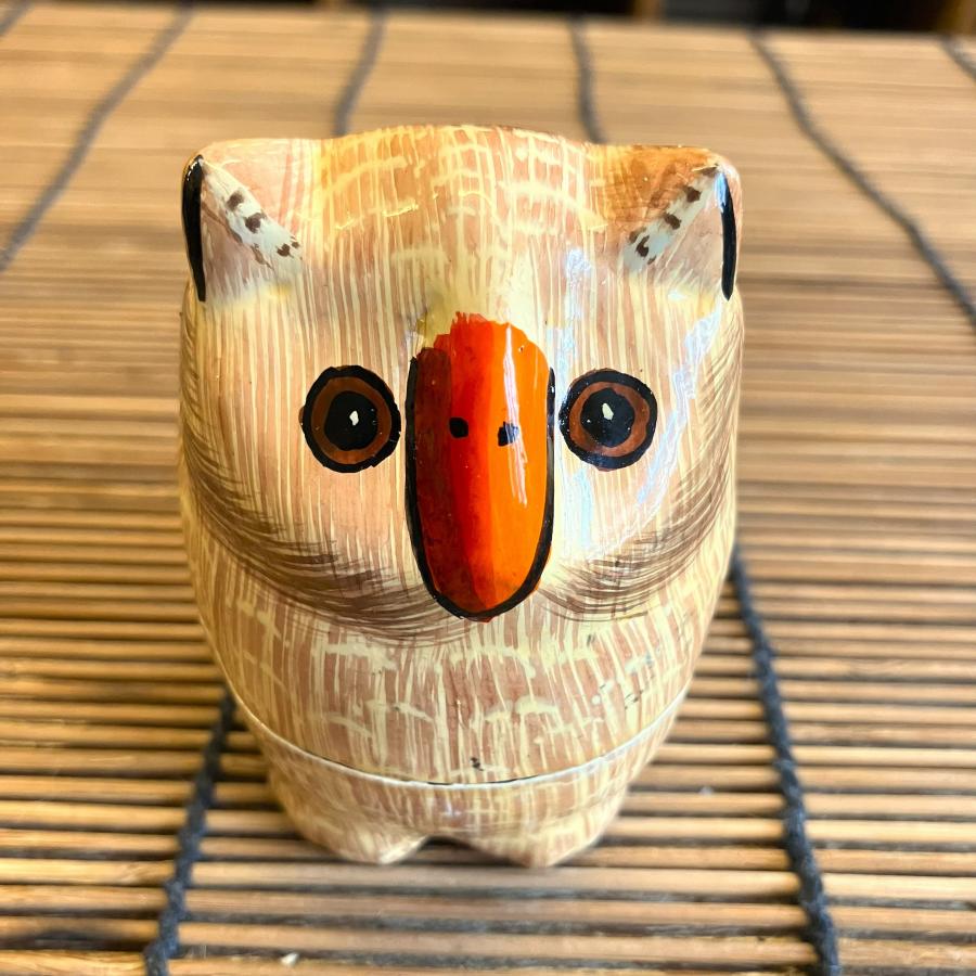 フクロウ 小物入れ 可愛い ブラウン BOX 立ちフクロウ ペーパーマッシュ アニマル インド 紙素材 アジアン インテリア |  | 09