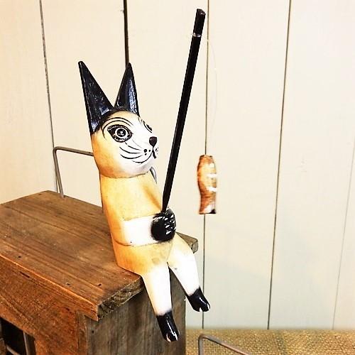 更に値下げしました！激レア　希少　アンティーク　猫　木彫り　オブジェ お座りネコ 大 猫 ねこ ネコ 木製 木彫り 置物 オブジェ タイ