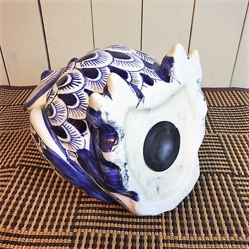 フクロウ 貯金箱 ふくろう 陶器 梟 置物 オブジェ 大きいサイズ 藍色 染付 縁起 和風 和室 玄関 インテリア雑貨 |  | 07