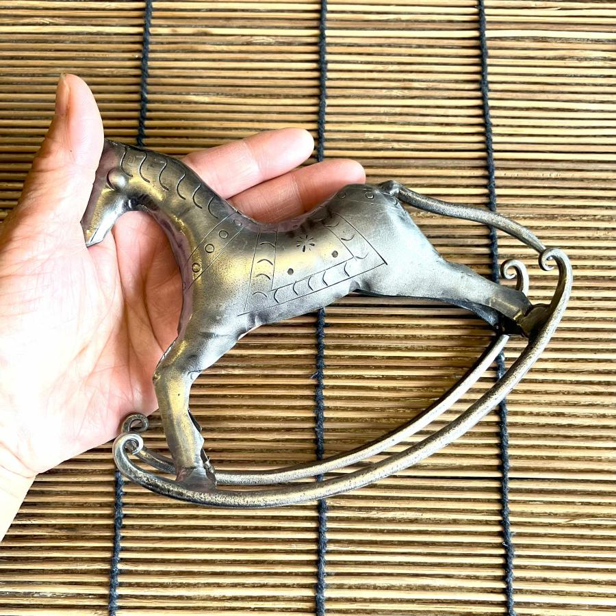 ウマ 置物 馬 オブジェ お洒落 ロッキングアニマル アイアン 可愛い