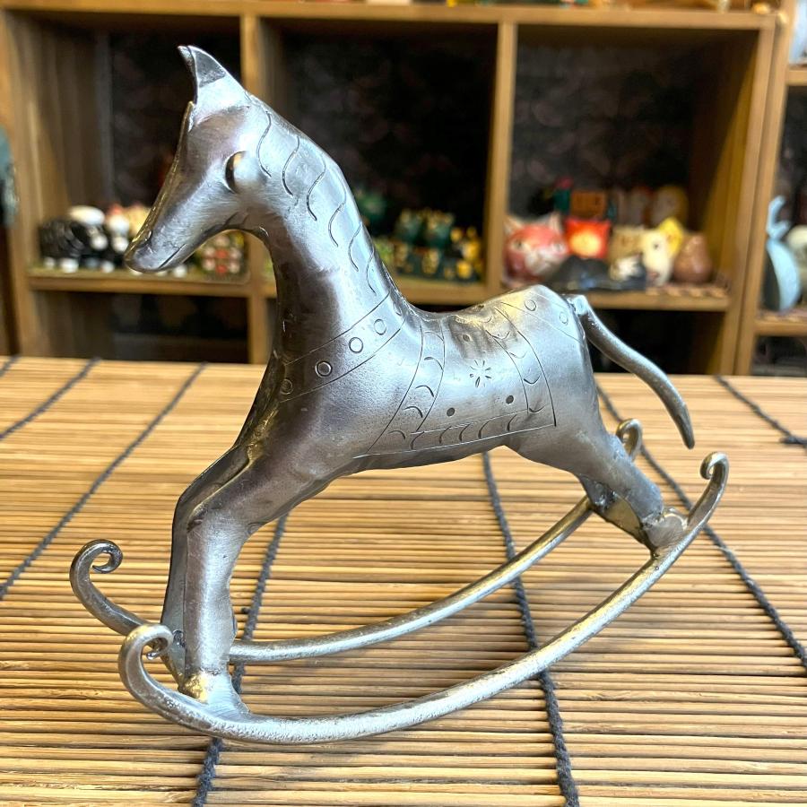 ウマ 置物 馬 オブジェ お洒落 ロッキングアニマル アイアン 可愛い